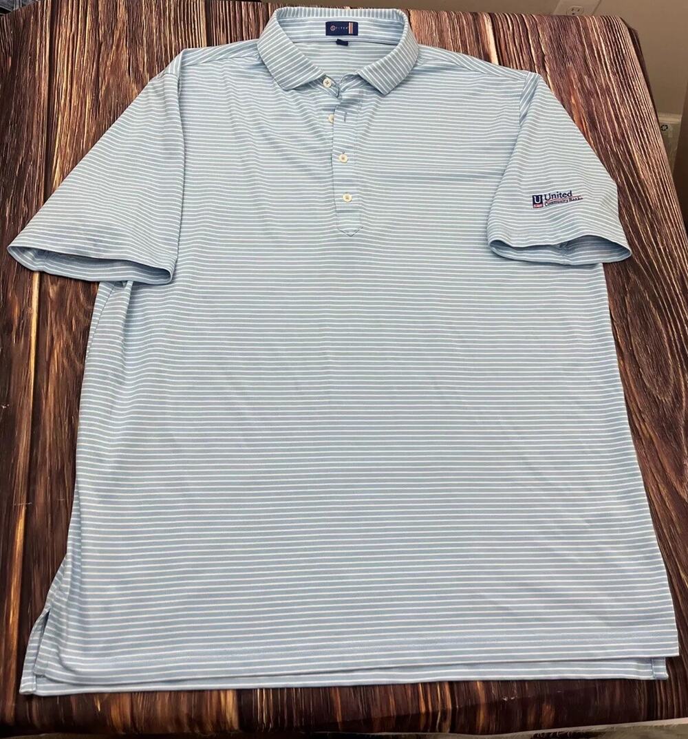 Stitch Polo Shirt Men Size XL Blue Golf Striped Short Sleeve